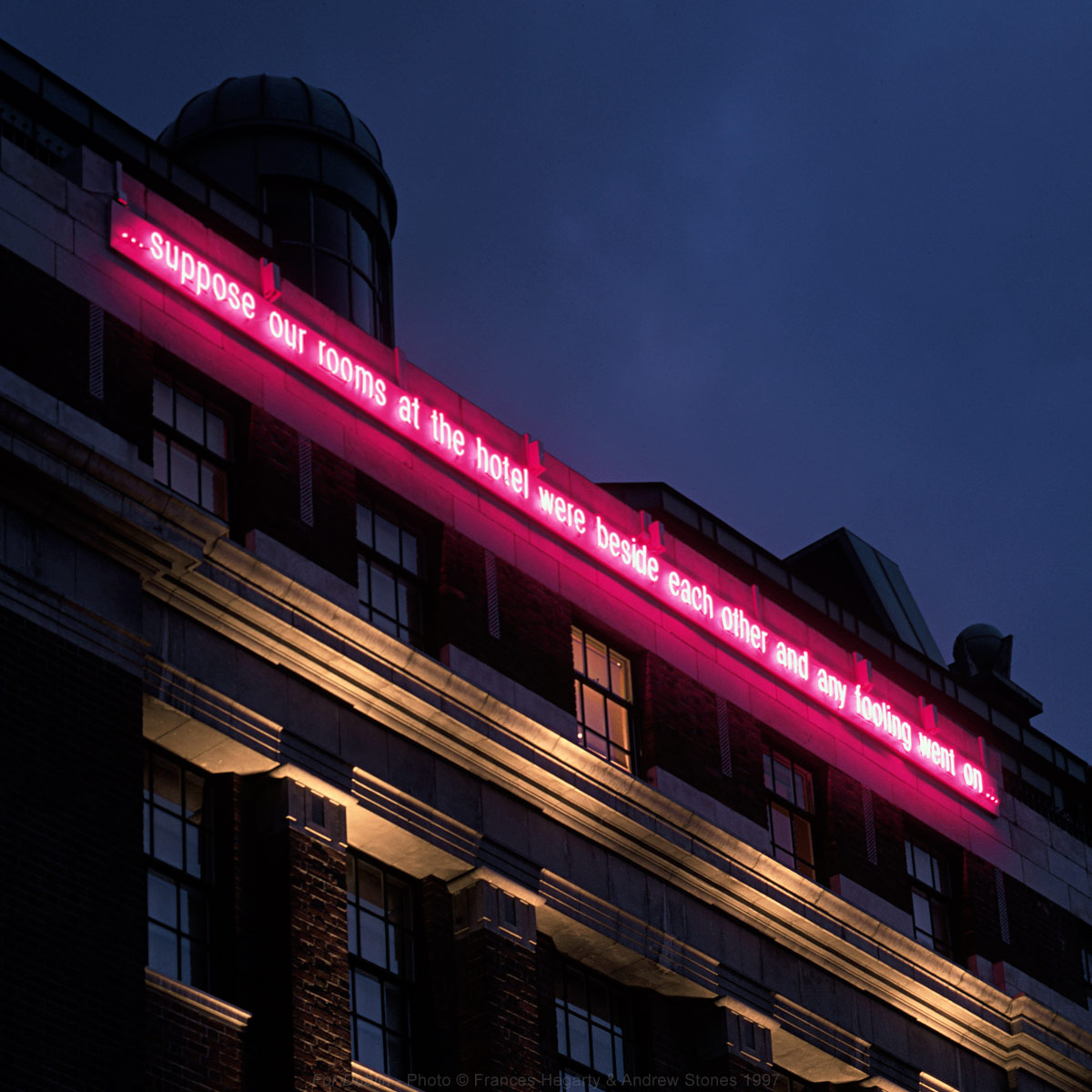 Hegarty & Stones - 'For Dublin' 1997 - nine manifestations in neon of James Joyce's Molly Bloom. View 4 of 14, Clarence Hotel, Wellington Quay