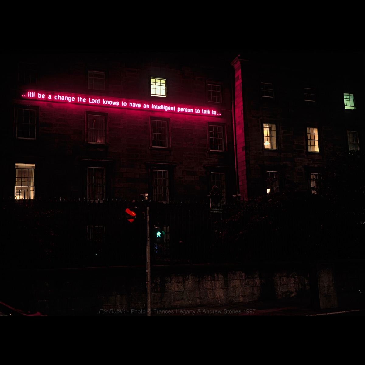 Hegarty & Stones - 'For Dublin' 1997 - nine manifestations in neon of James Joyce's Molly Bloom. View 10 of 14, College Street